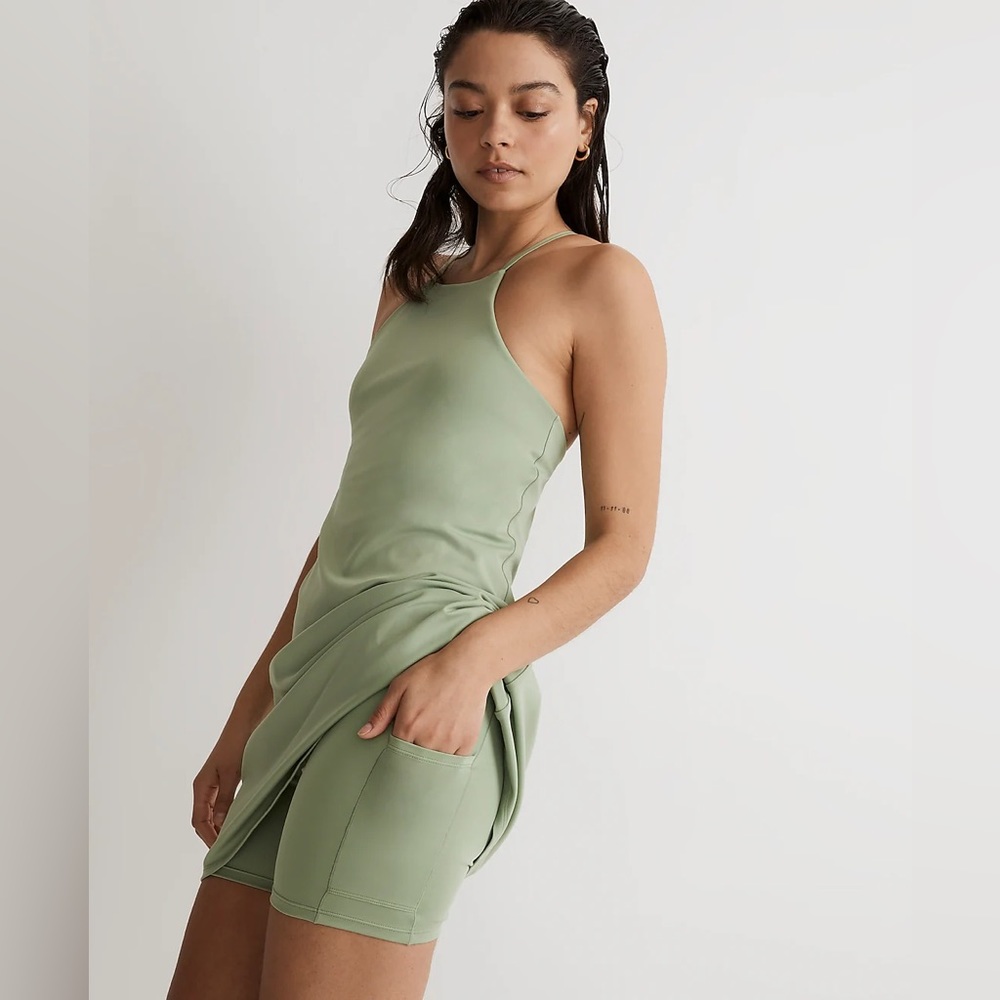 Madewell Flex 2.0 Fitness Dress In Gatehouse Green Size L NWT